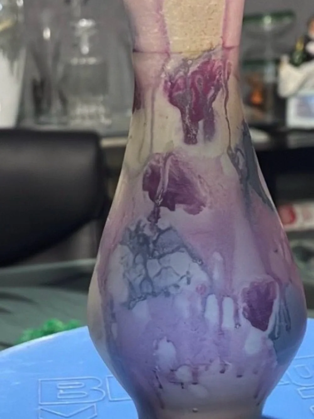 Marbled Ceramic Vase in Lavender and Cream - Home Accents